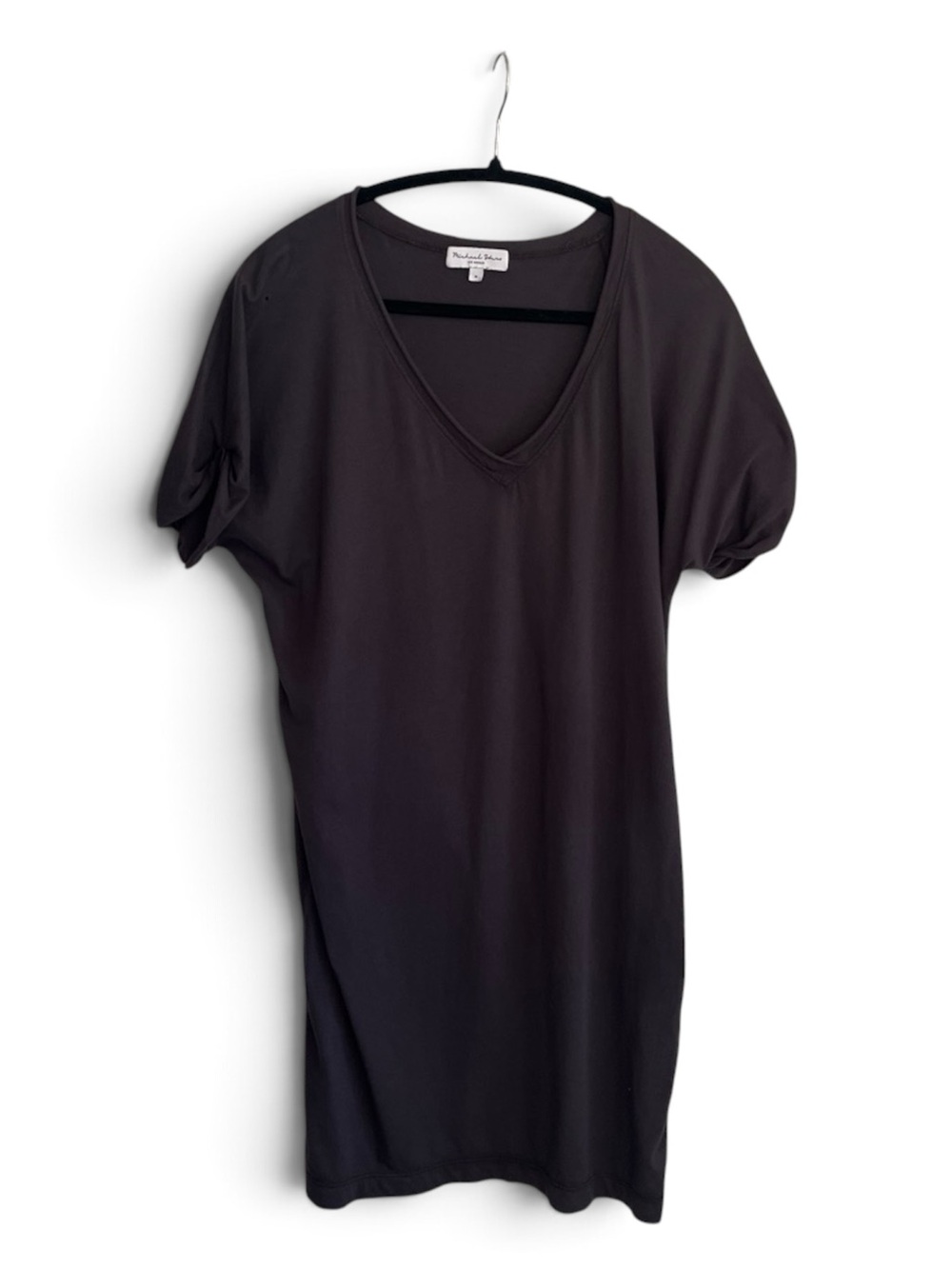 Black tshirt vneck tunic dress 2000s basic